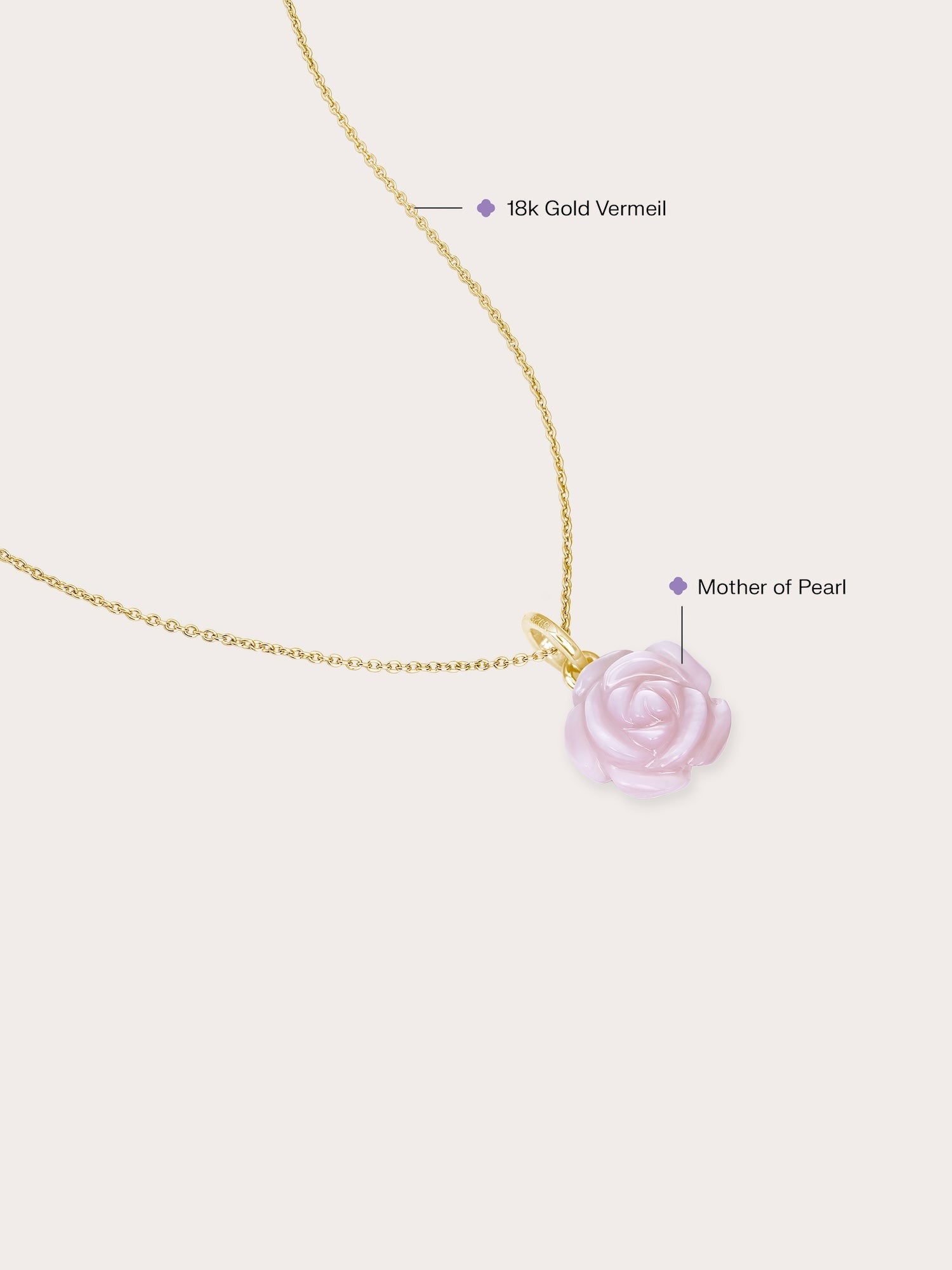 Carved Pink Rose Necklace