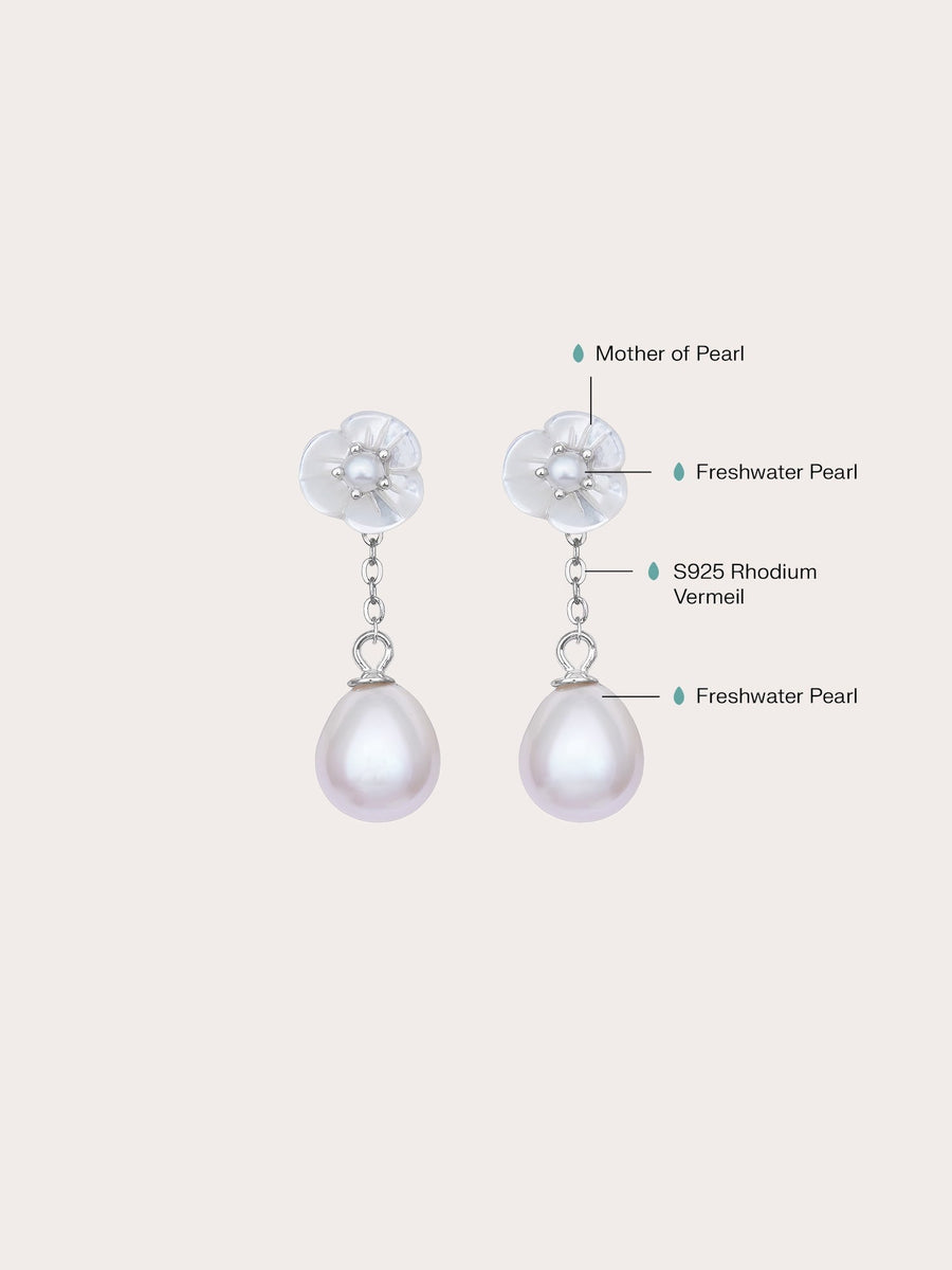 Carved Snowdrop Drop Earrings