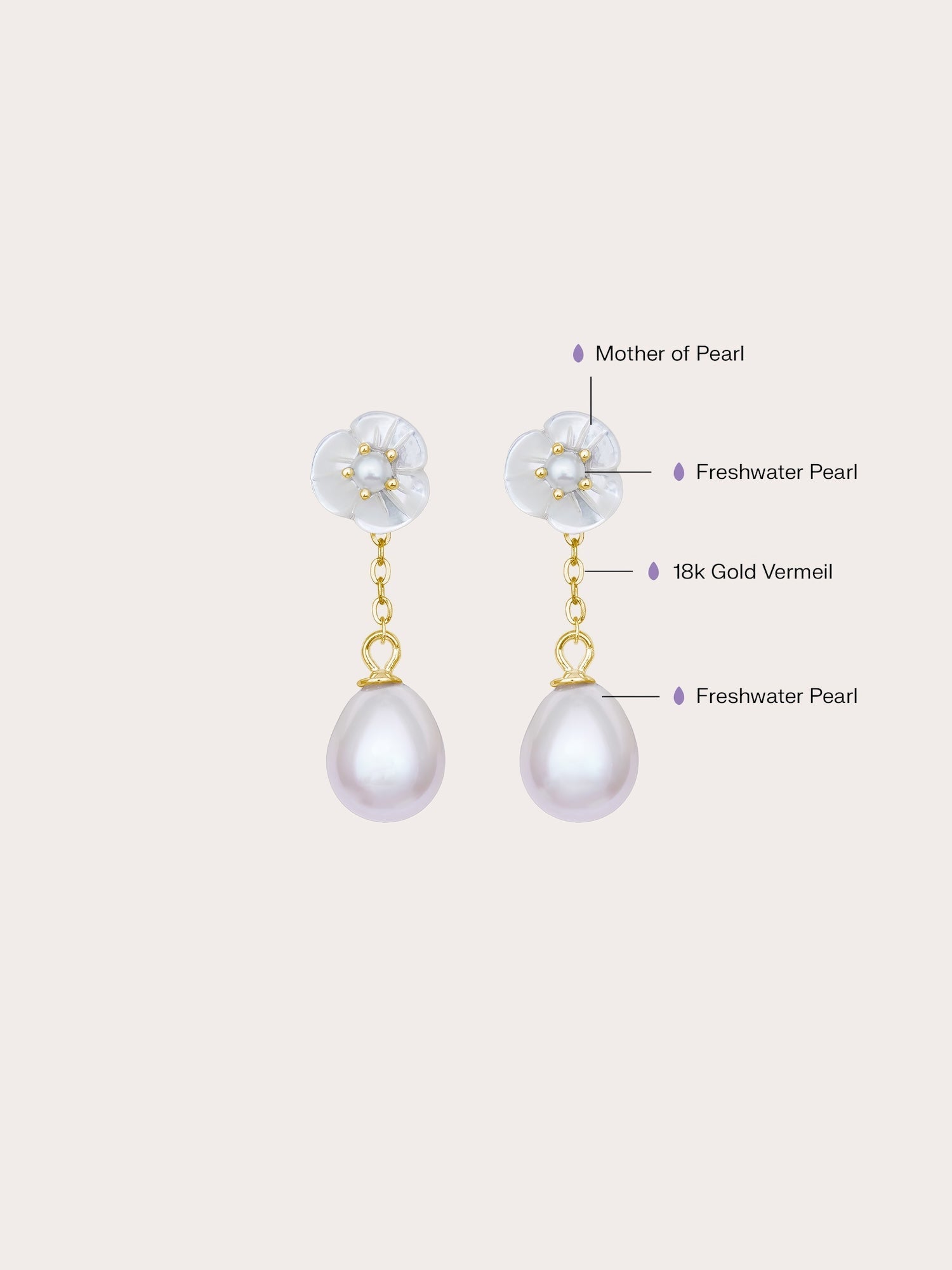 Carved Snowdrop Drop Earrings