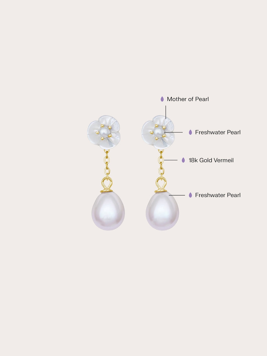Carved Snowdrop Drop Earrings
