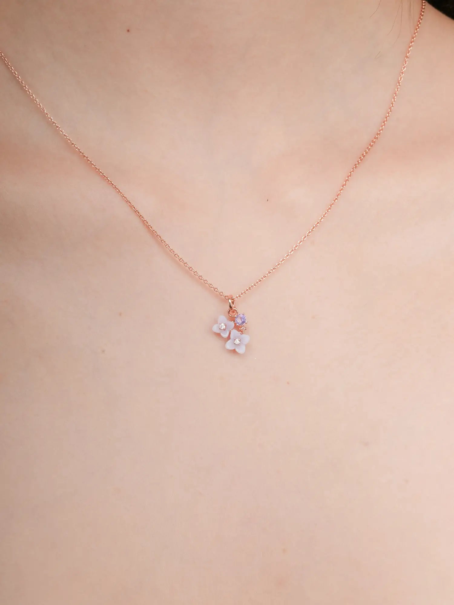 Carved Hydrangea Cluster Necklace