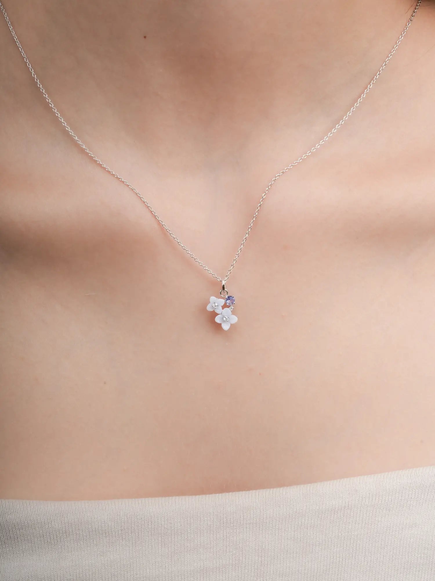 Carved Hydrangea Cluster Necklace