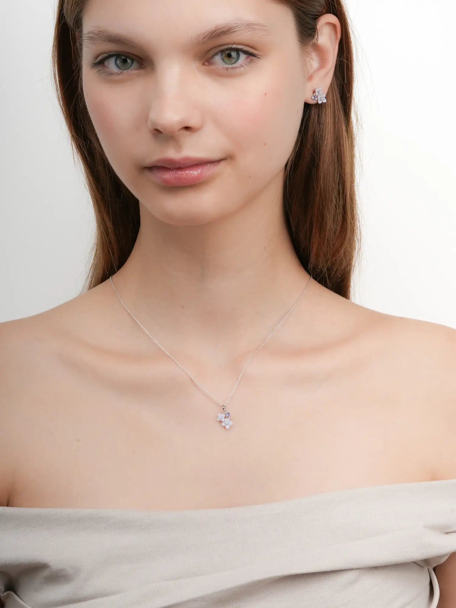 Carved Hydrangea Cluster Necklace
