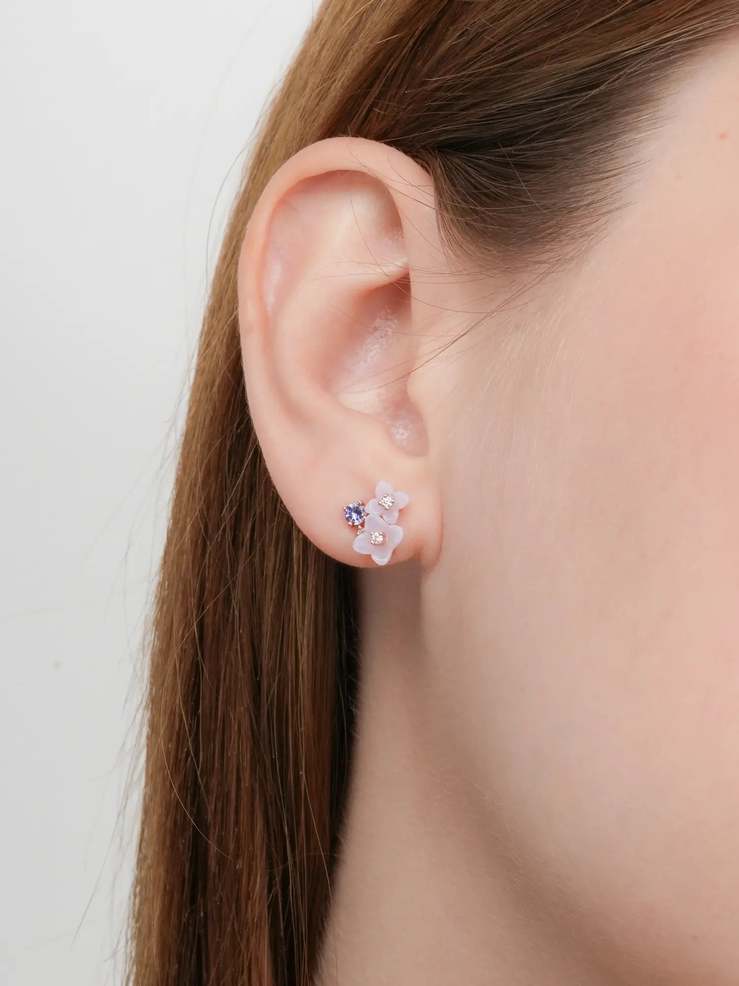 Carved Hydrangea Stud Earrings