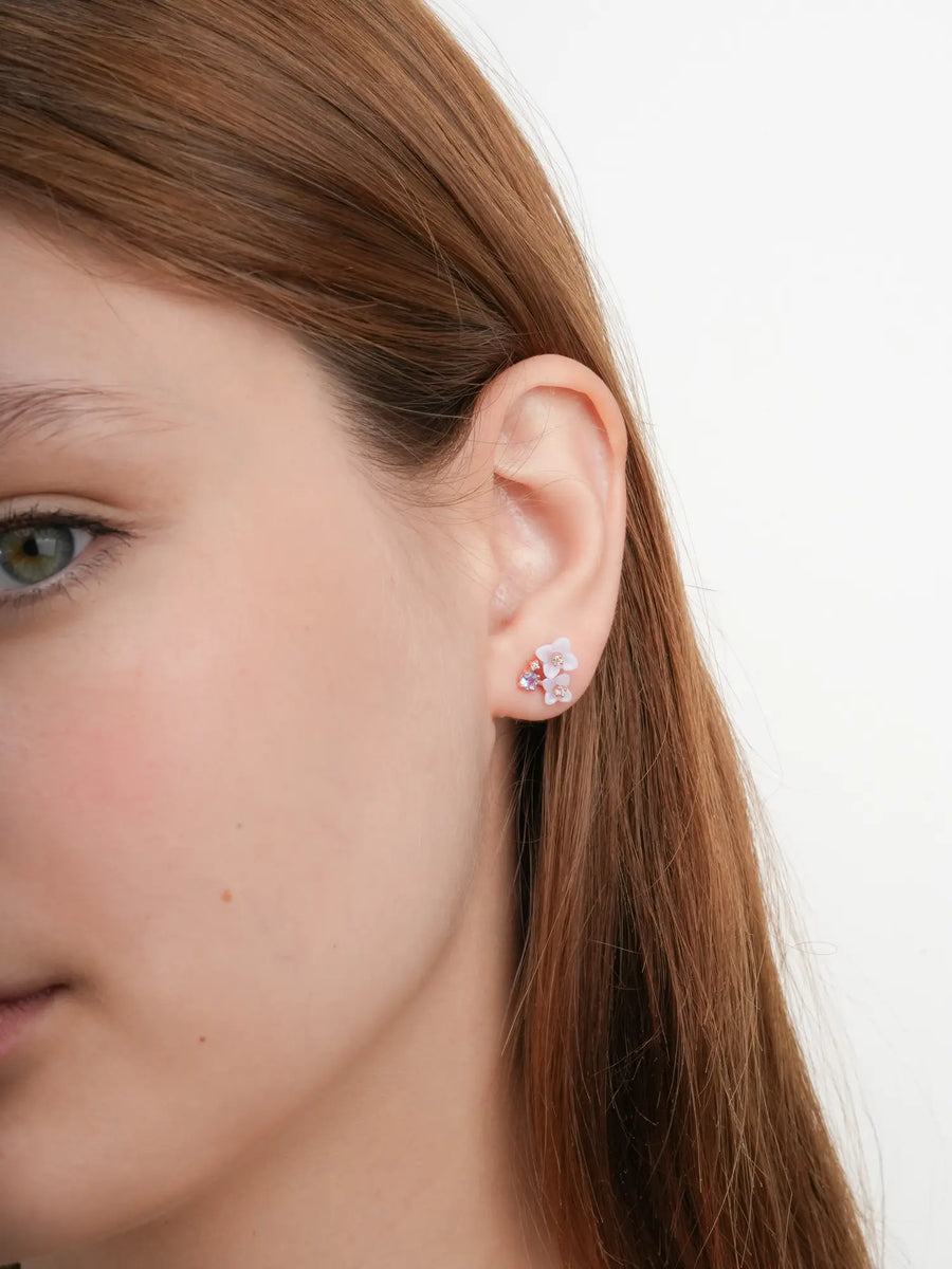 Carved Hydrangea Stud Earrings