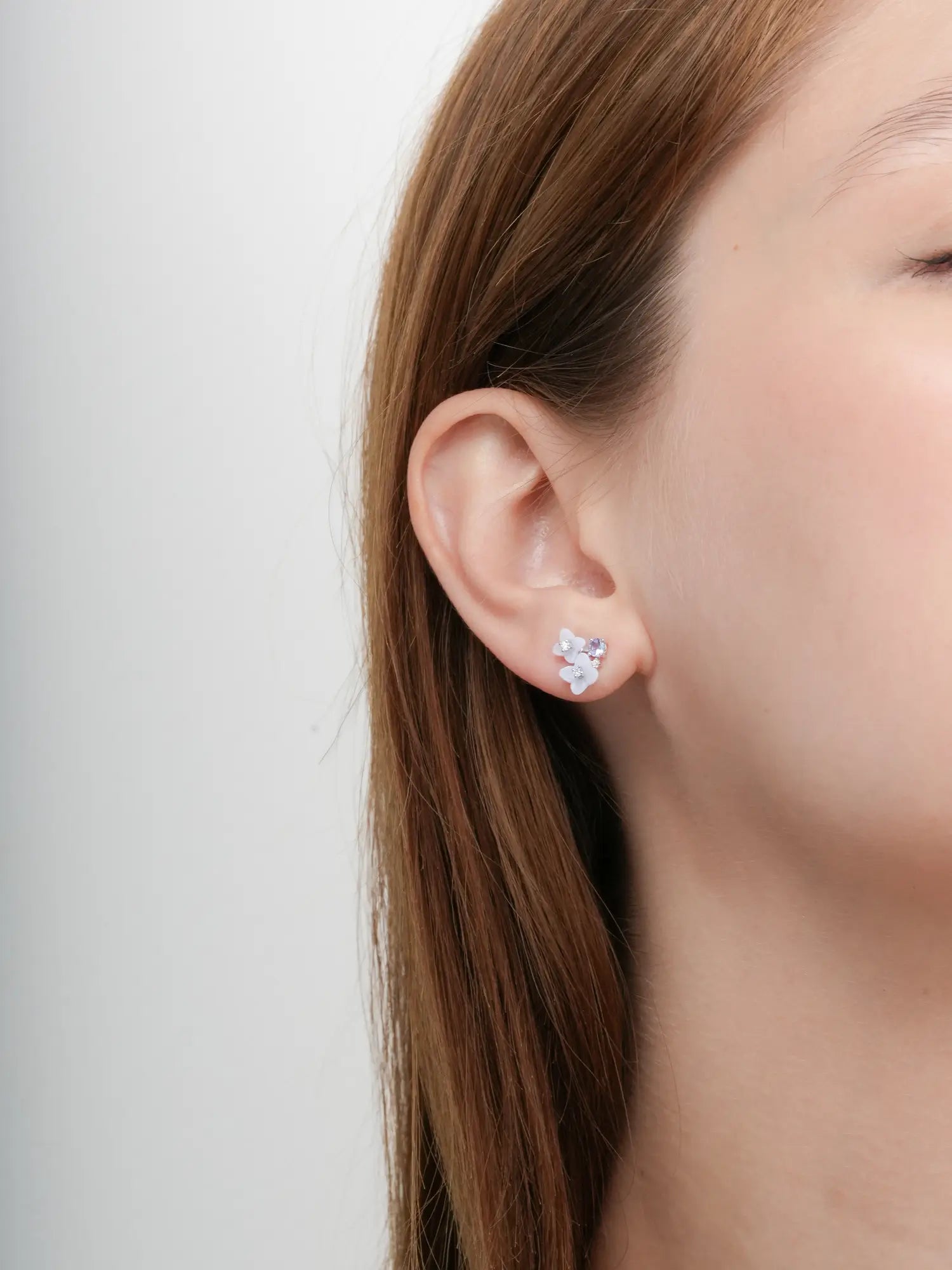 Carved Hydrangea Stud Earrings