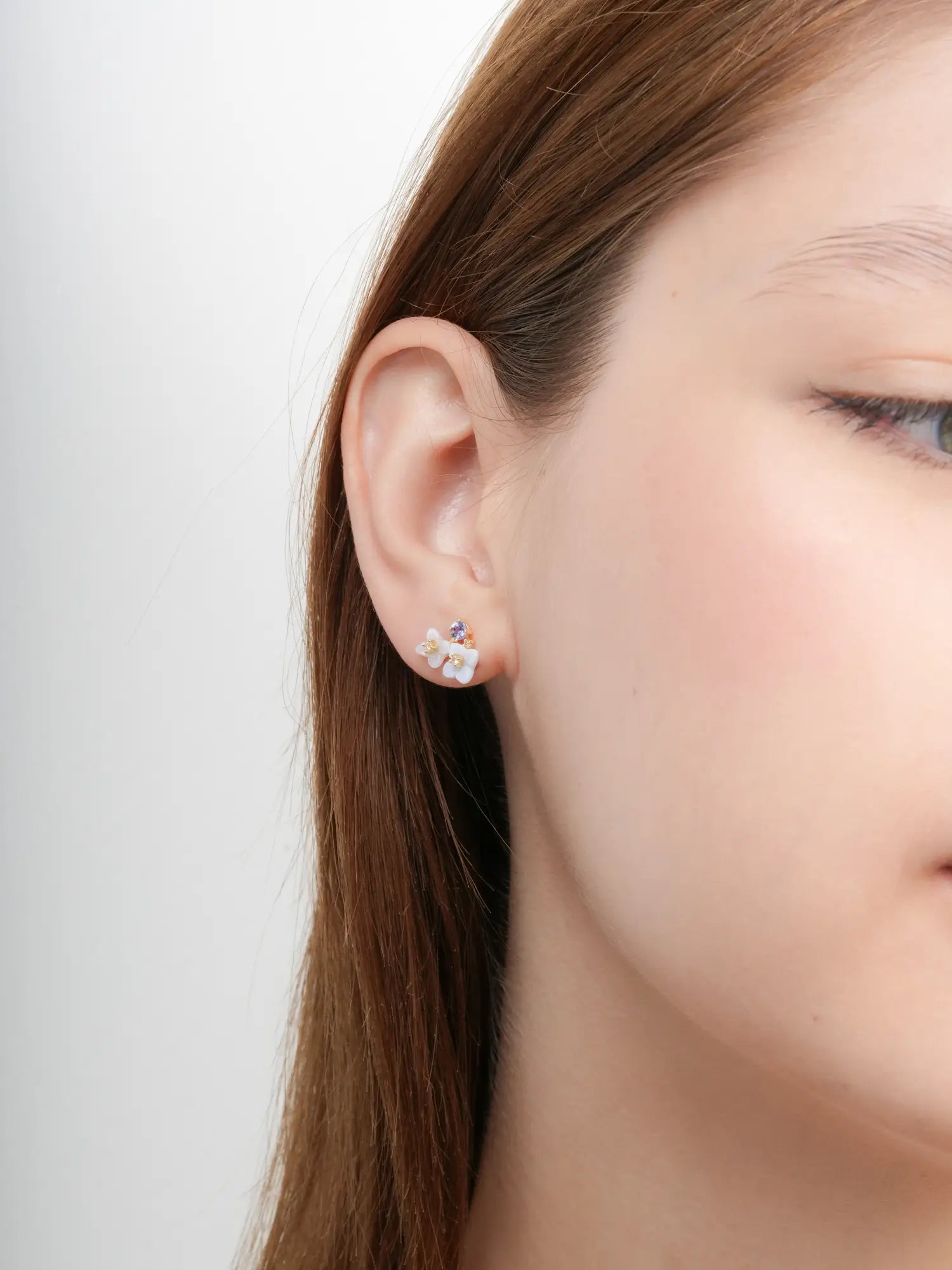 Carved Hydrangea Stud Earrings