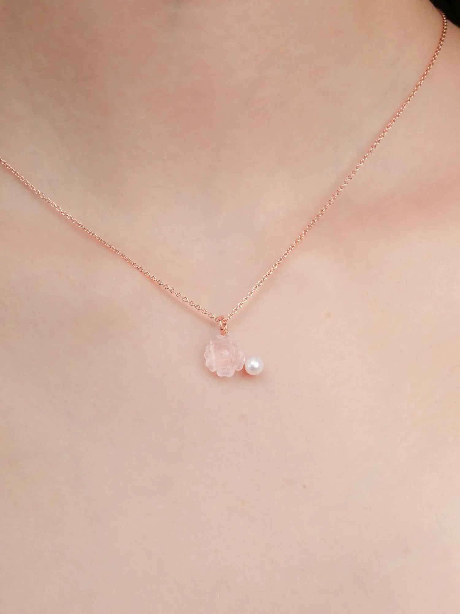 Carved Peony Necklace