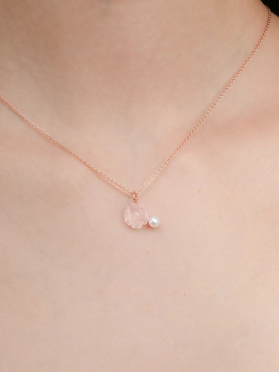 Carved Peony Necklace