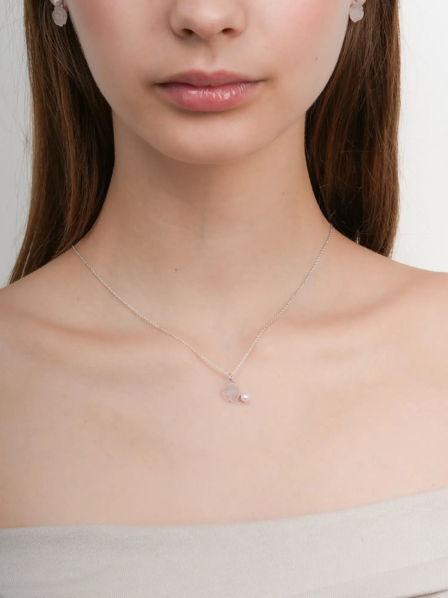 Carved Peony Necklace