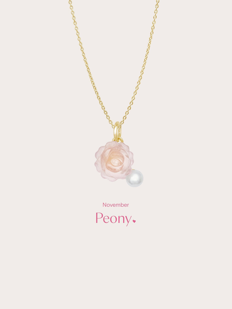 Carved Peony Necklace