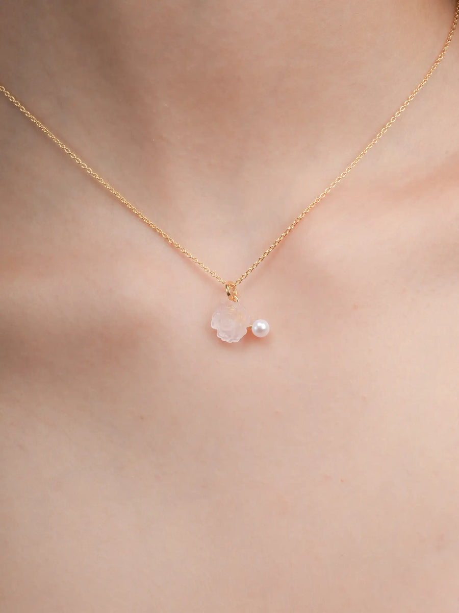 Carved Peony Necklace