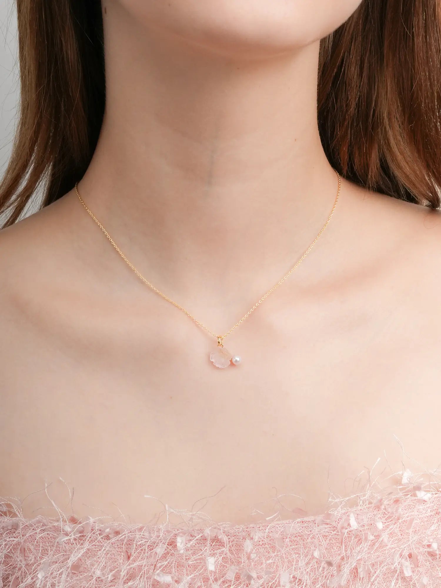 Carved Peony Necklace