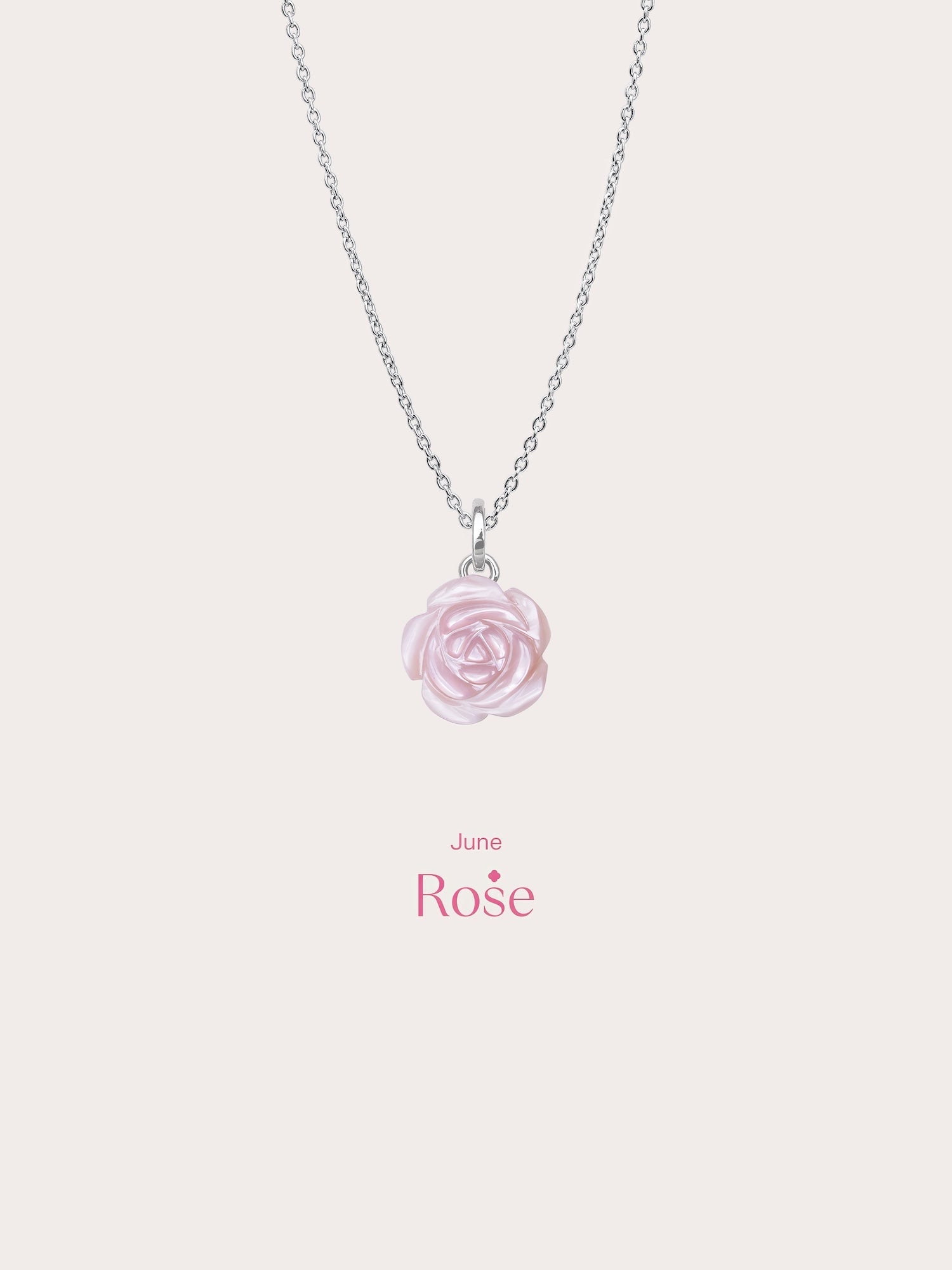 Carved Pink Rose Necklace