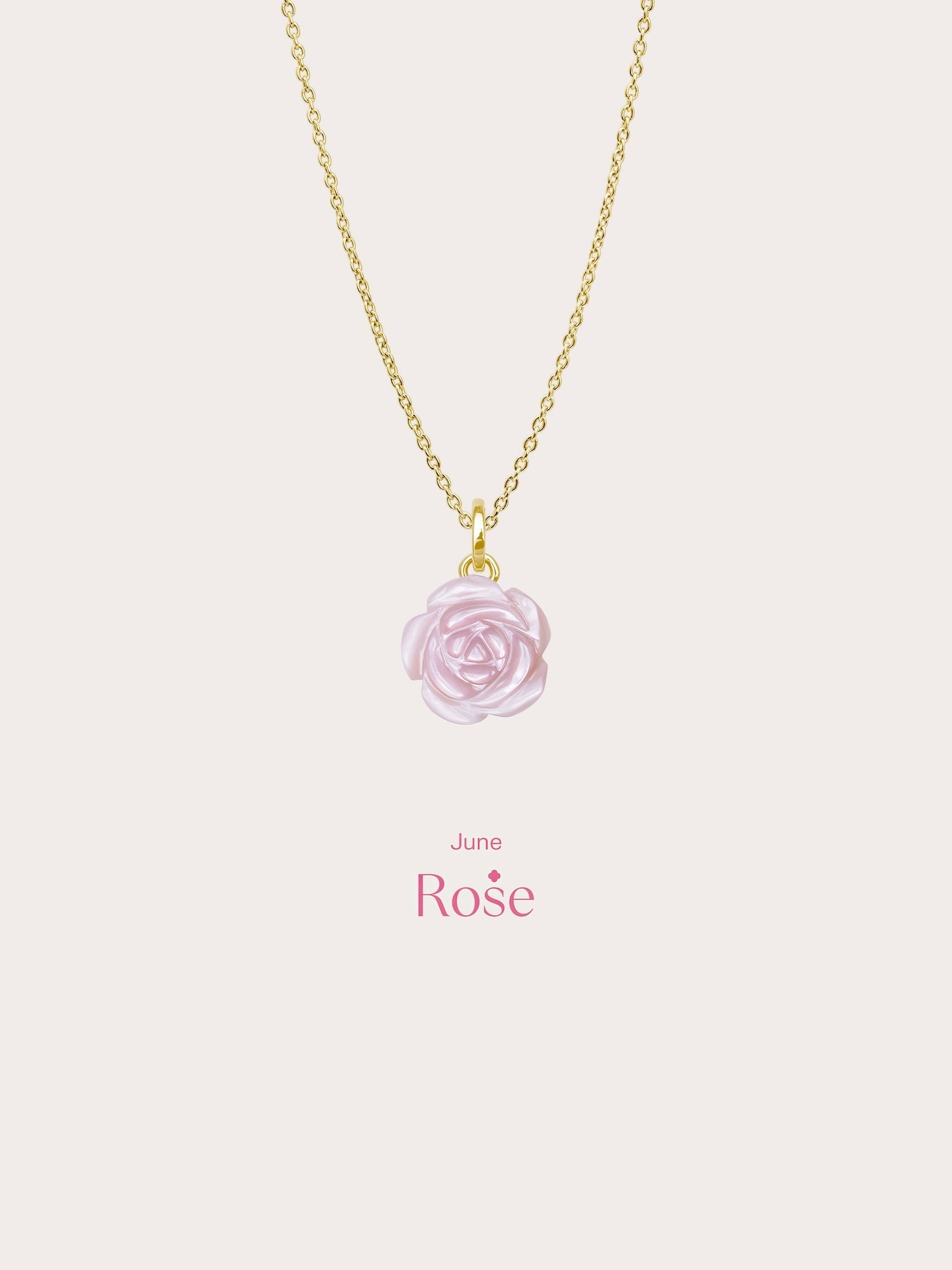 Carved Pink Rose Necklace