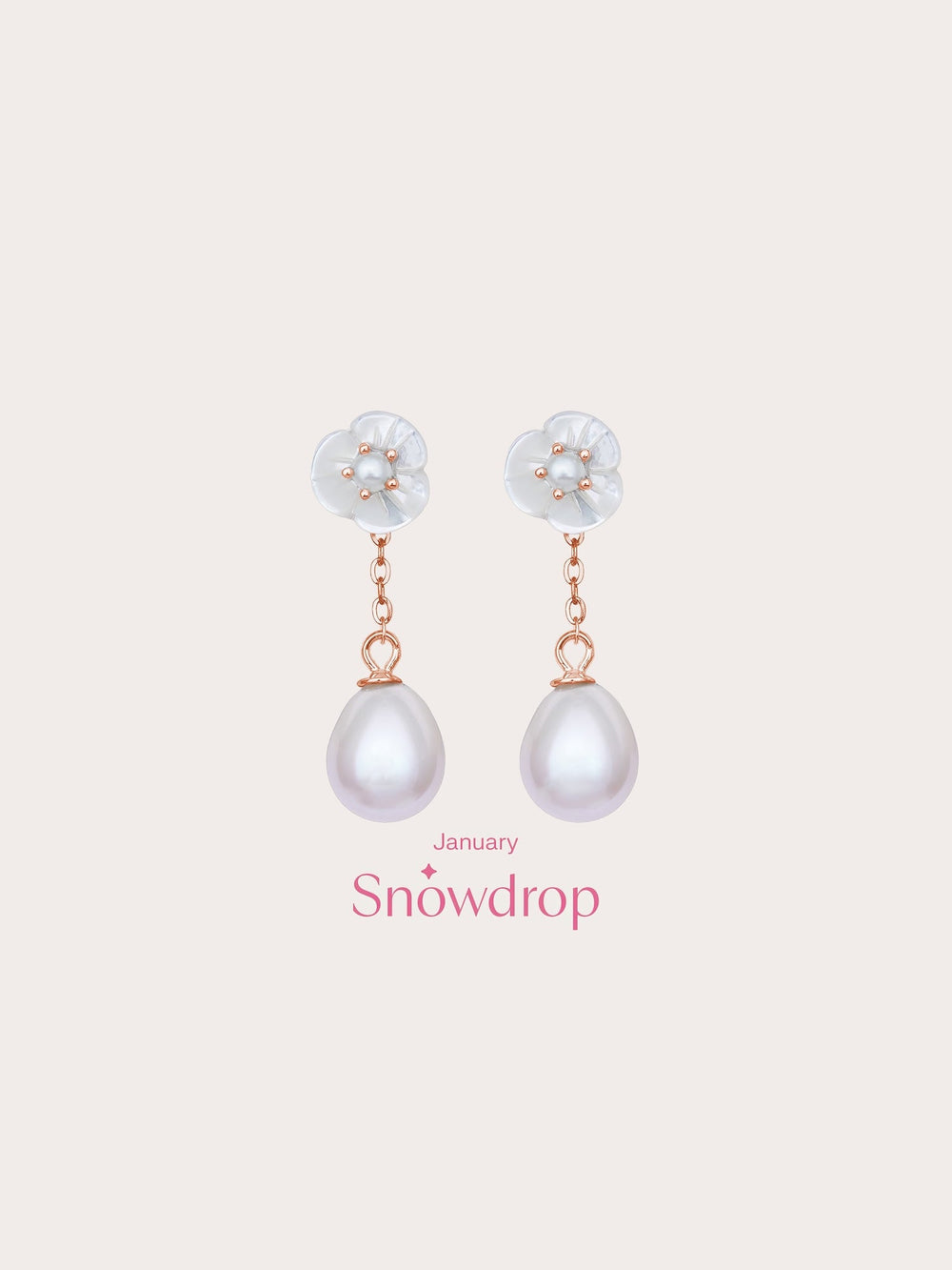 Carved Snowdrop Drop Earrings