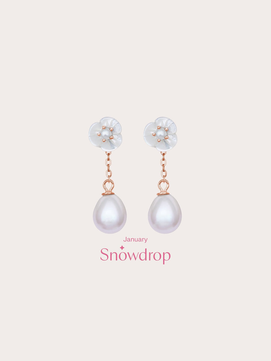 Carved Snowdrop Drop Earrings