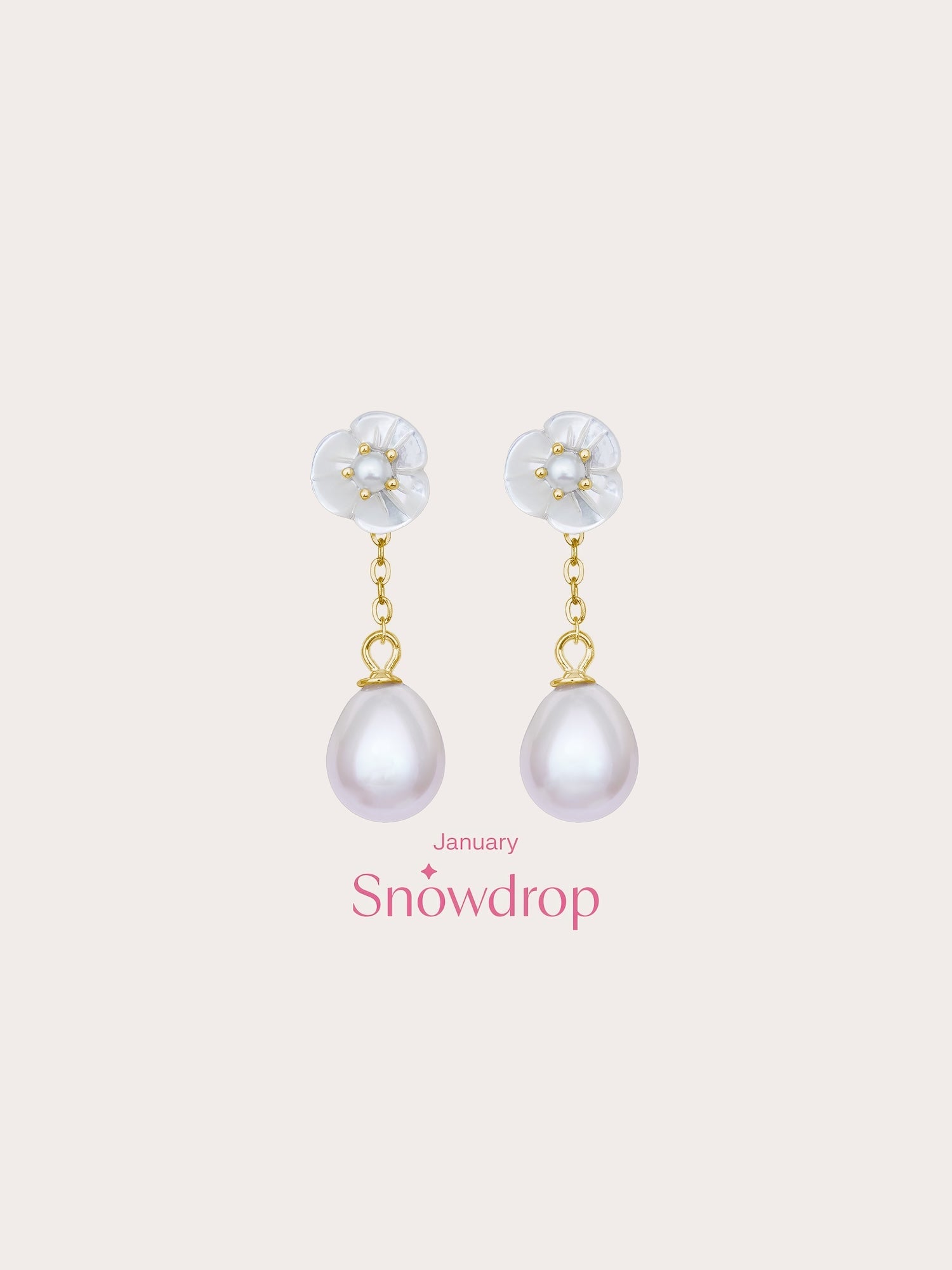 Carved Snowdrop Drop Earrings