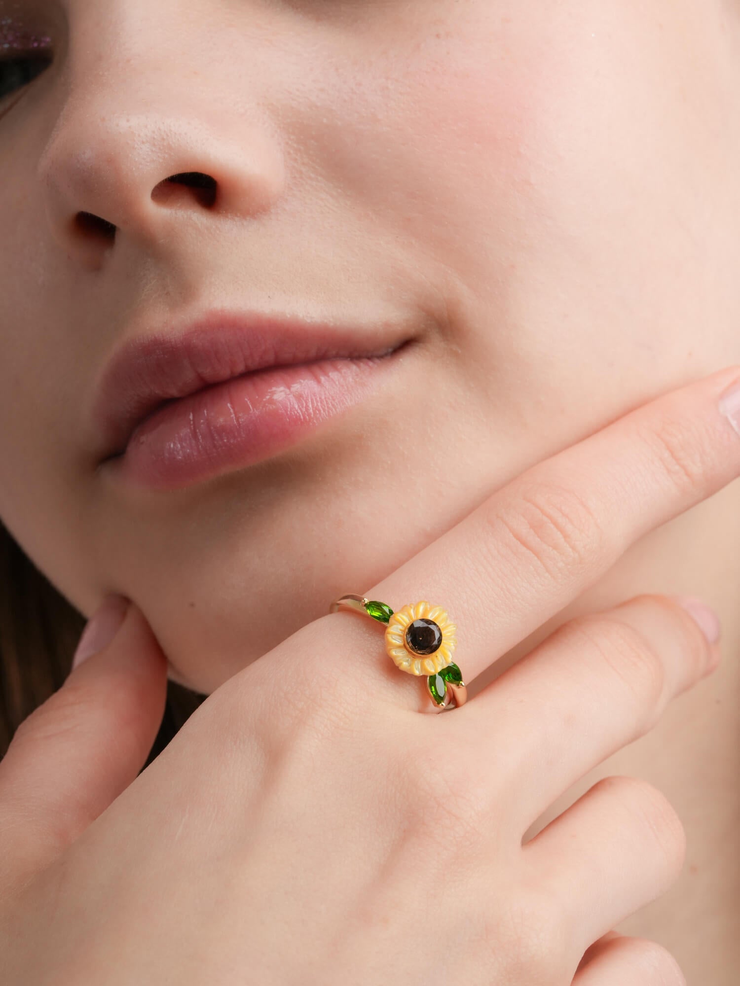 Carved Sunflower Ring