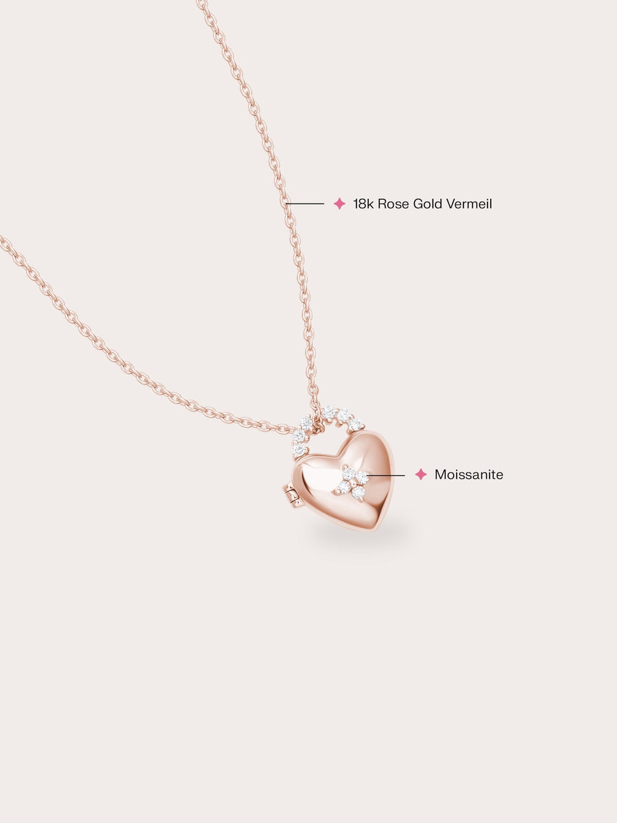 Clover Heart Locket Necklace