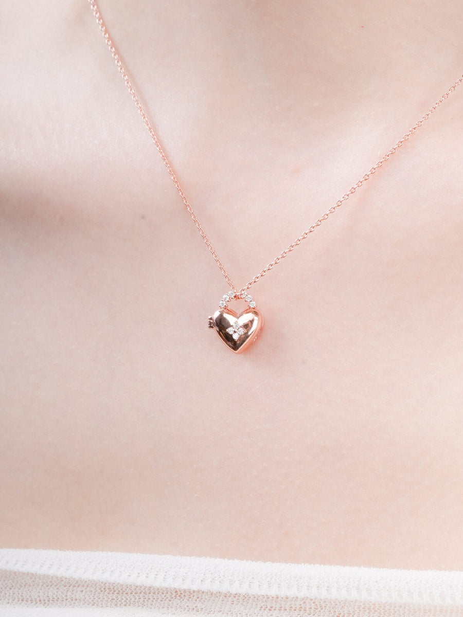 Clover Heart Locket Necklace