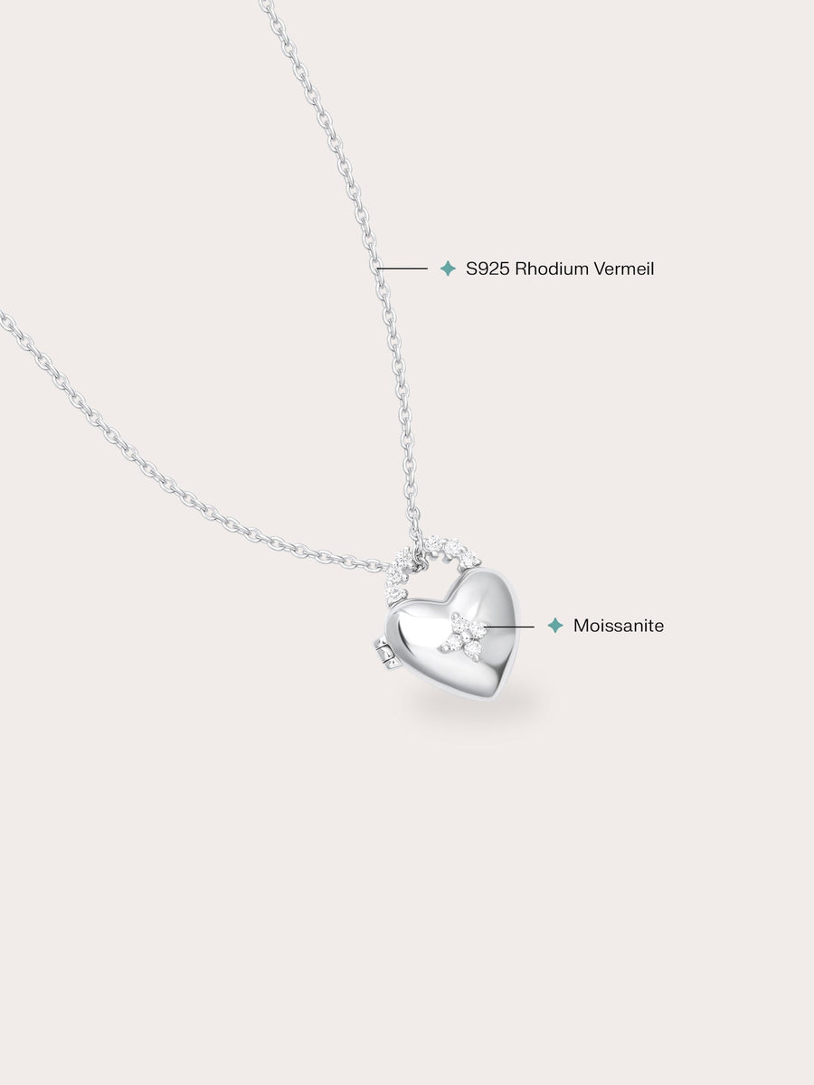 Clover Heart Locket Necklace