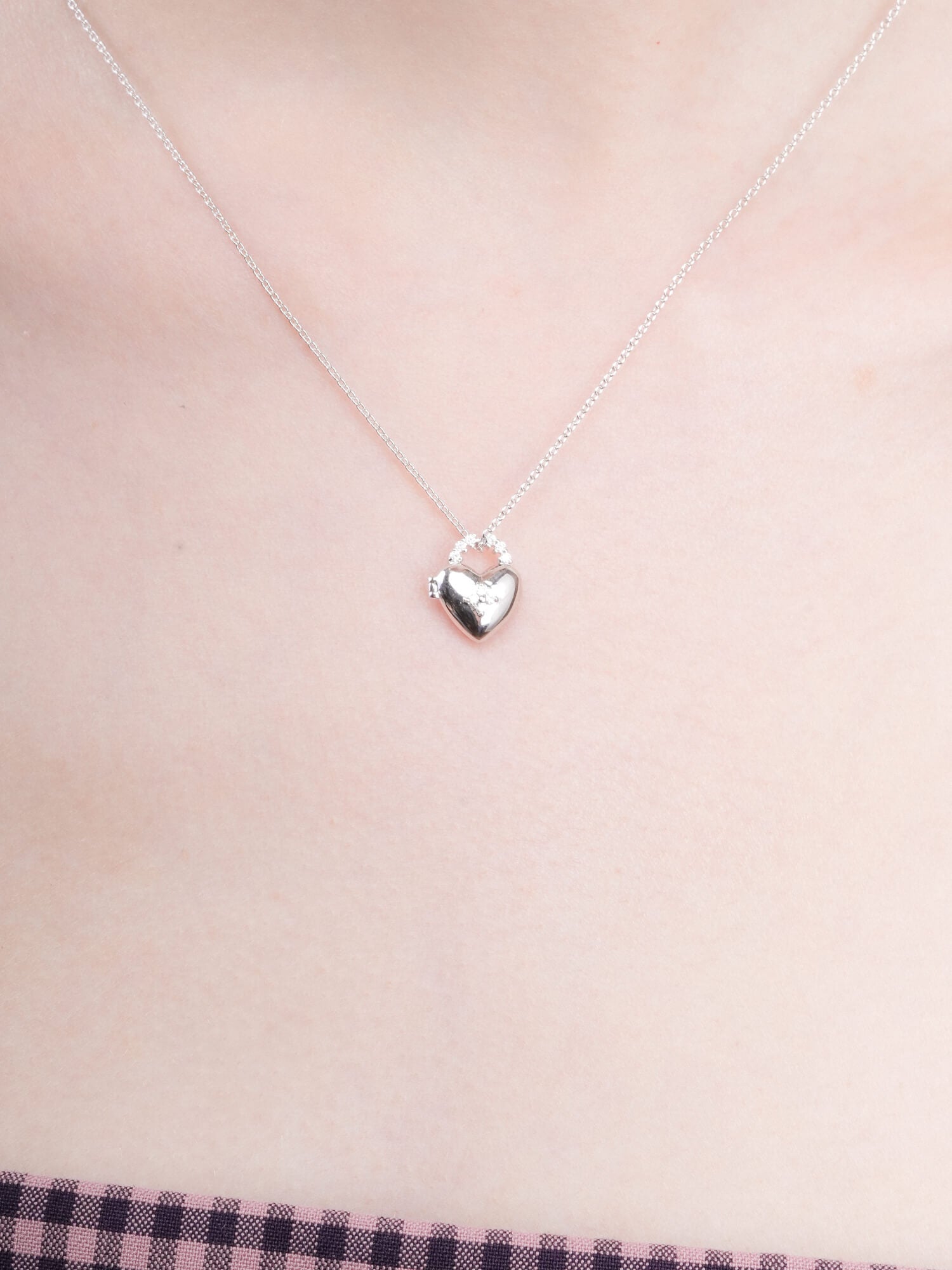 Clover Heart Locket Necklace