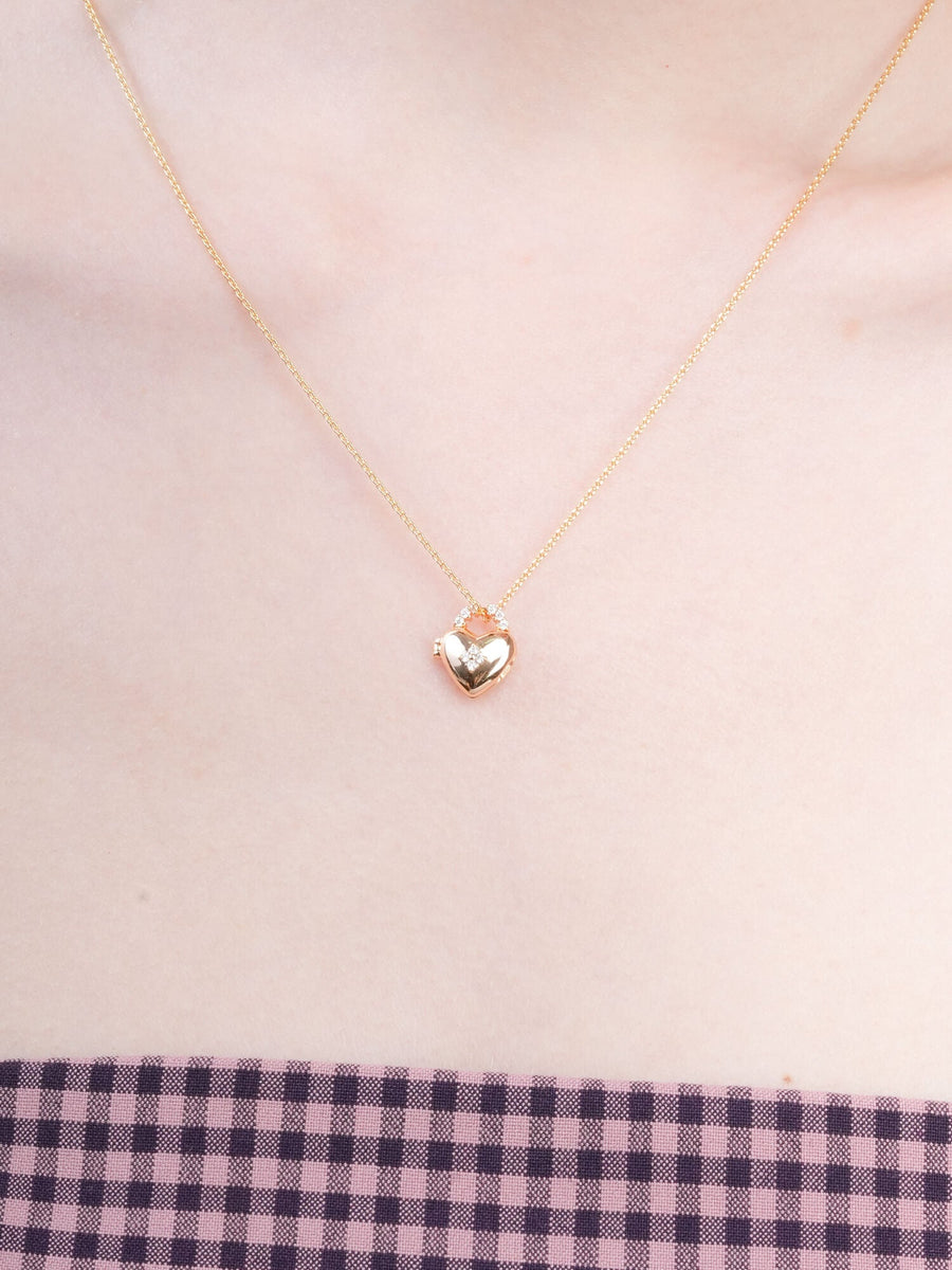 Clover Heart Locket Necklace