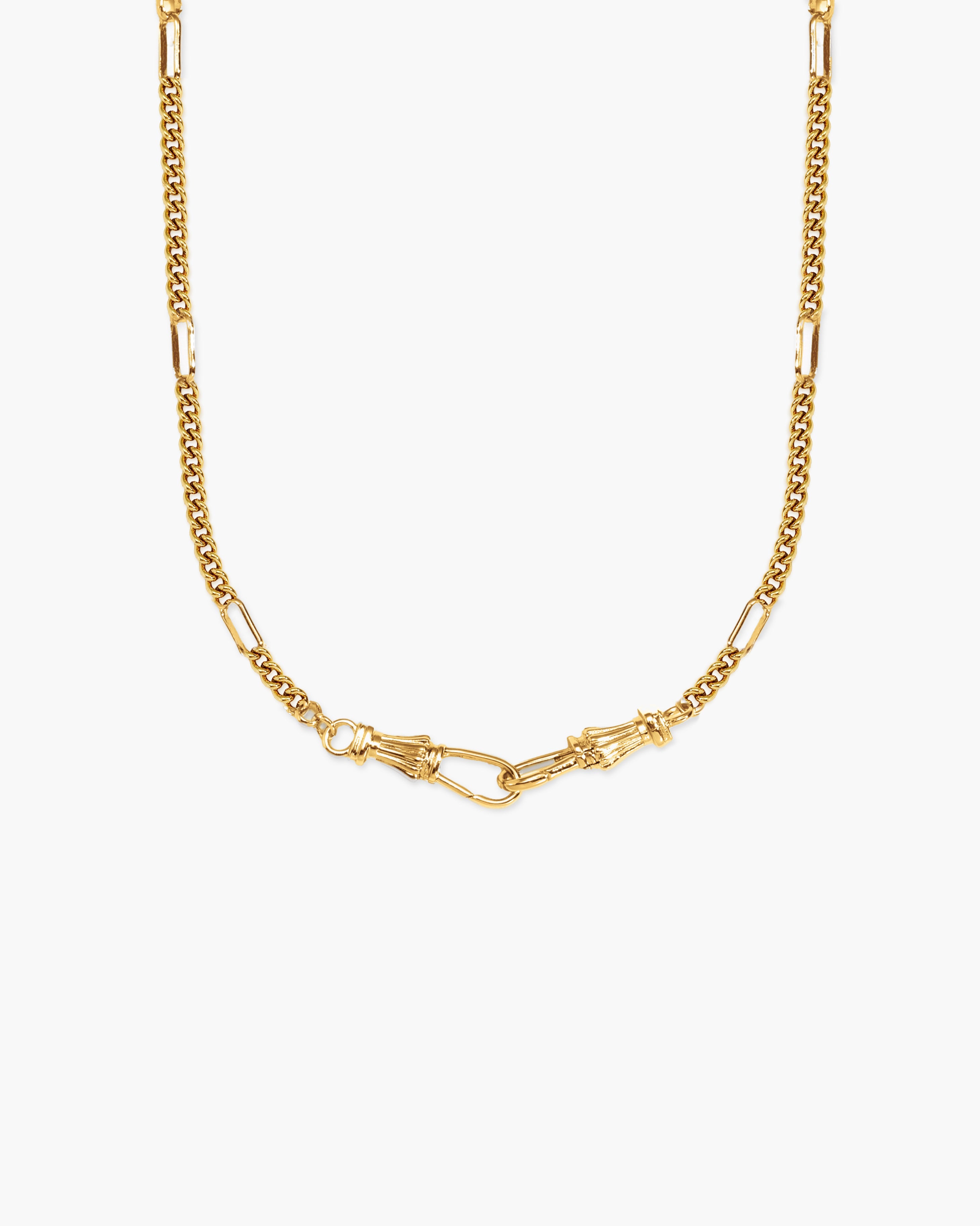 Deco Clasp Chain Necklace in Gold