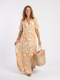 Zuleika | Short Sleeve V Neck Floral Midi Dress