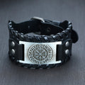 Vnox Men's Stylish Viking Leather Wrap Bracelets Rock Punk Compass Charm Male Wrist Jewelry Length Adjustable