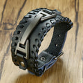 Vnox Men's Stylish Viking Leather Wrap Bracelets Rock Punk Compass Charm Male Wrist Jewelry Length Adjustable