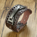 Vnox Men's Stylish Viking Leather Wrap Bracelets Rock Punk Compass Charm Male Wrist Jewelry Length Adjustable