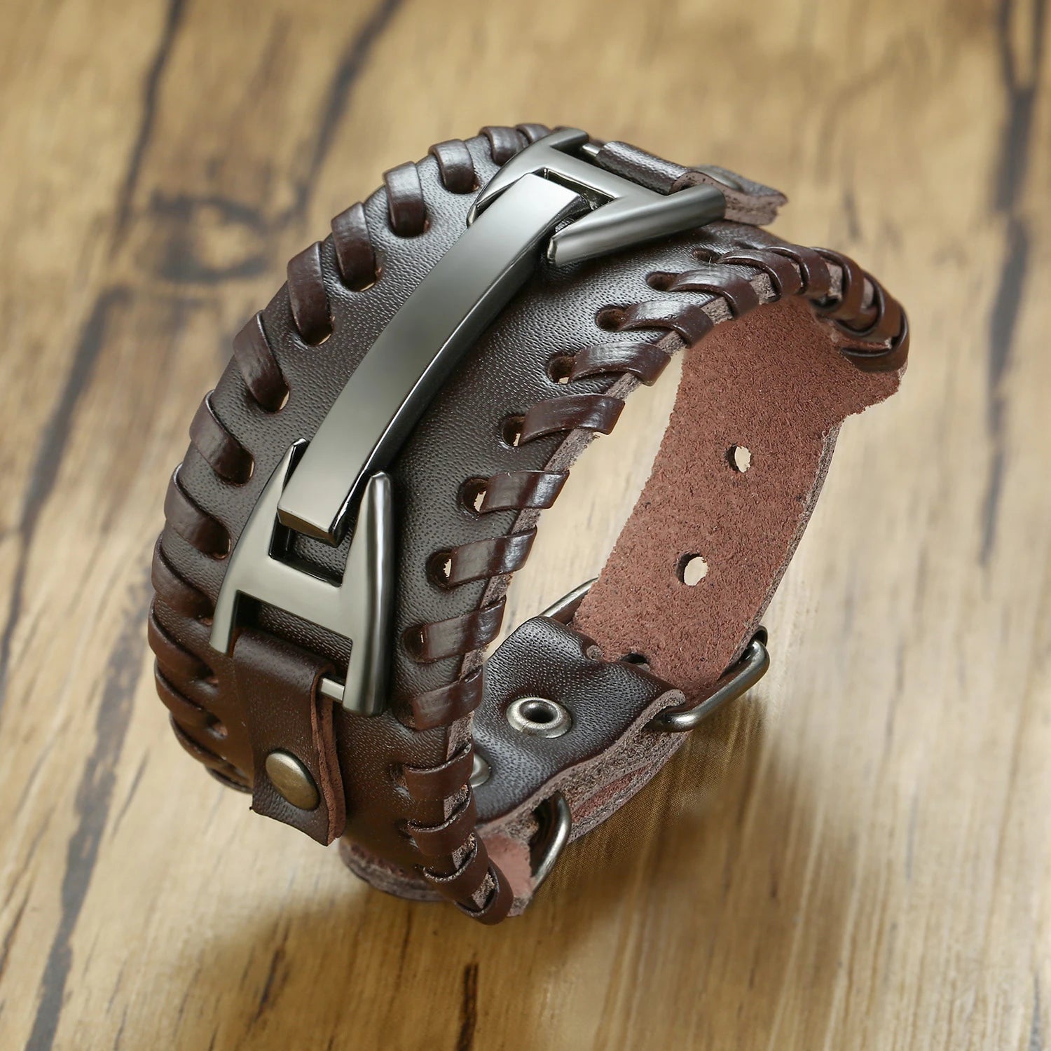 Vnox Men's Stylish Viking Leather Wrap Bracelets Rock Punk Compass Charm Male Wrist Jewelry Length Adjustable