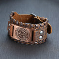Vnox Men's Stylish Viking Leather Wrap Bracelets Rock Punk Compass Charm Male Wrist Jewelry Length Adjustable
