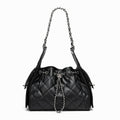 Genuine Leather Caviar Pattern Large Capacity Bucket Shoulder Bag