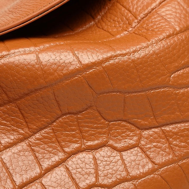 Women's Genuine Leather Croc-Embossed Crossbody Bag