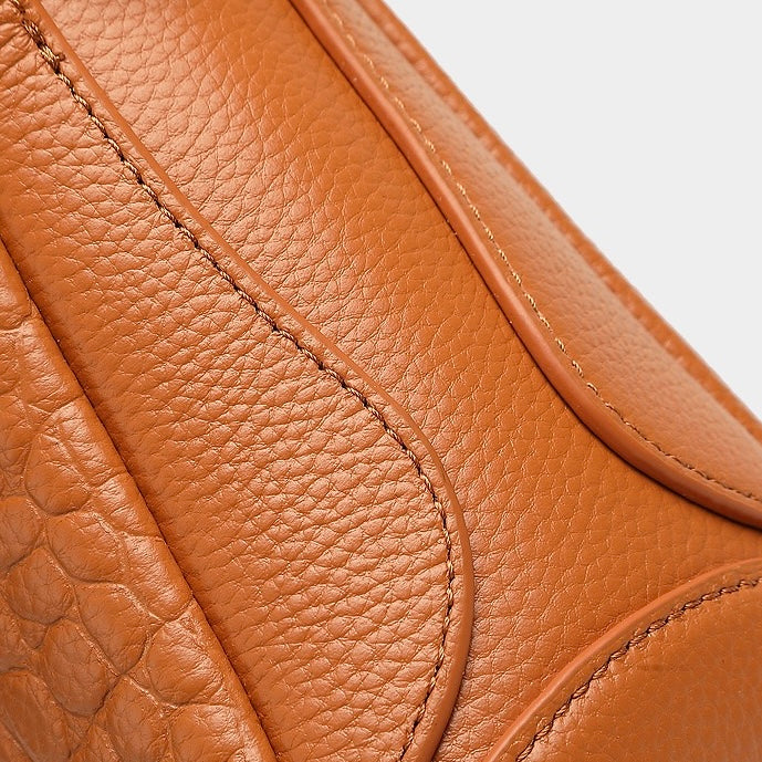 Women's Genuine Leather Croc-Embossed Crossbody Bag