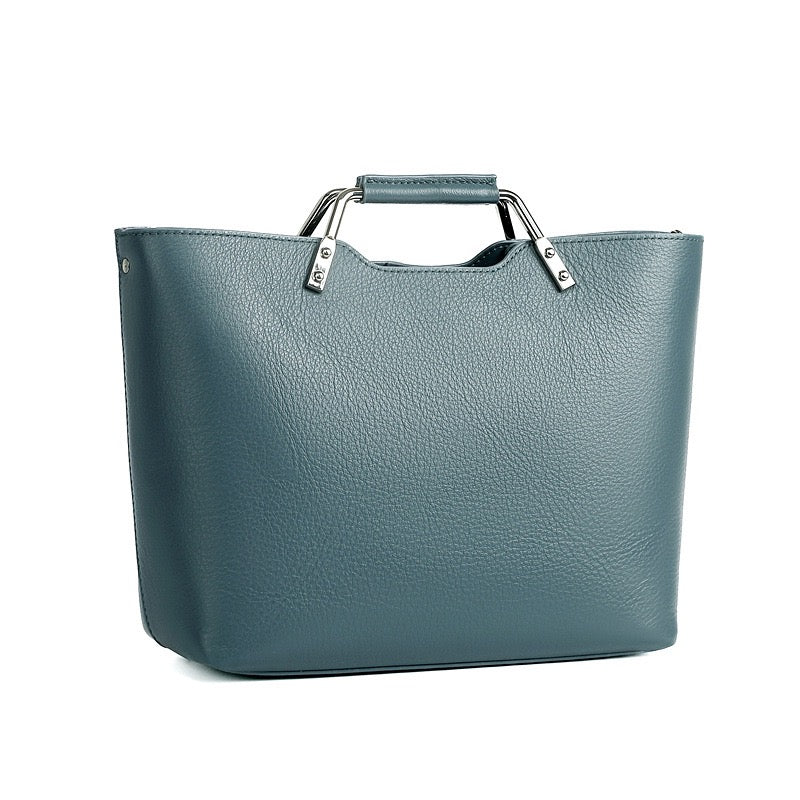 Genuine Leather Arch-Handle Minimalist Commuter Crossbody Bag