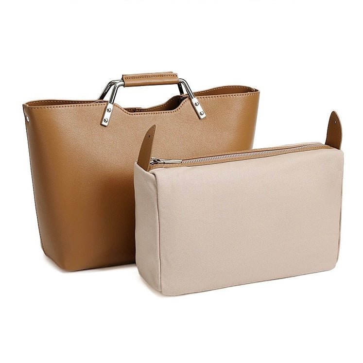 Genuine Leather Arch-Handle Minimalist Commuter Crossbody Bag