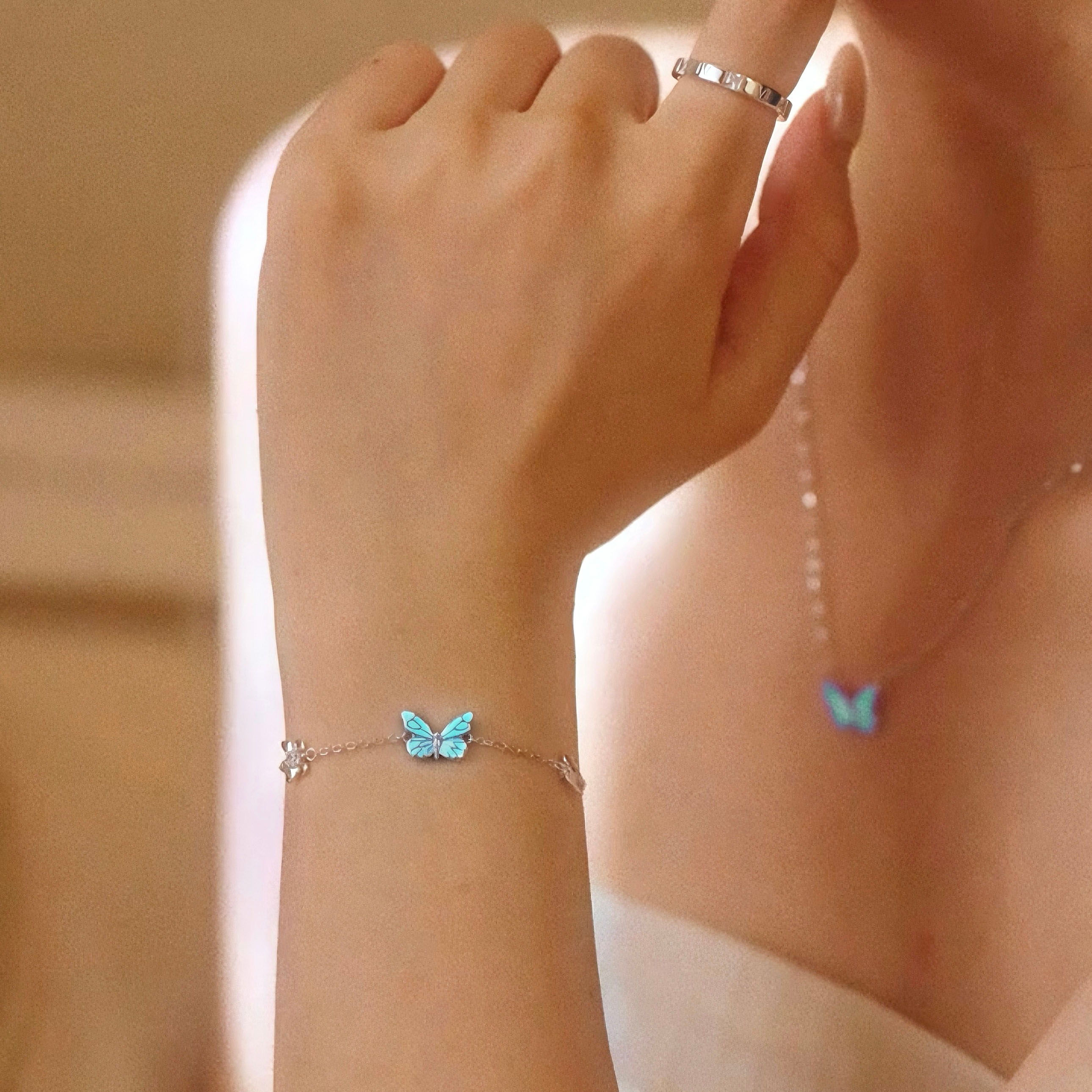 Dreamy Blue Butterfly Jewelry 2-in-1 Set