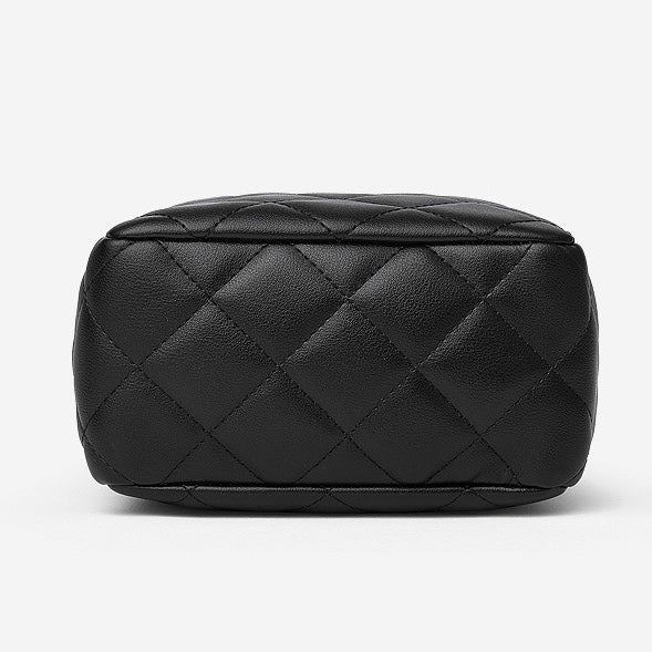 Genuine Leather Quilted Chain-Embellished Crossbody Bag