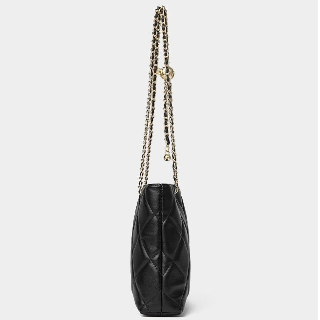 Women's Quilted Genuine Leather Chain Shoulder Bag