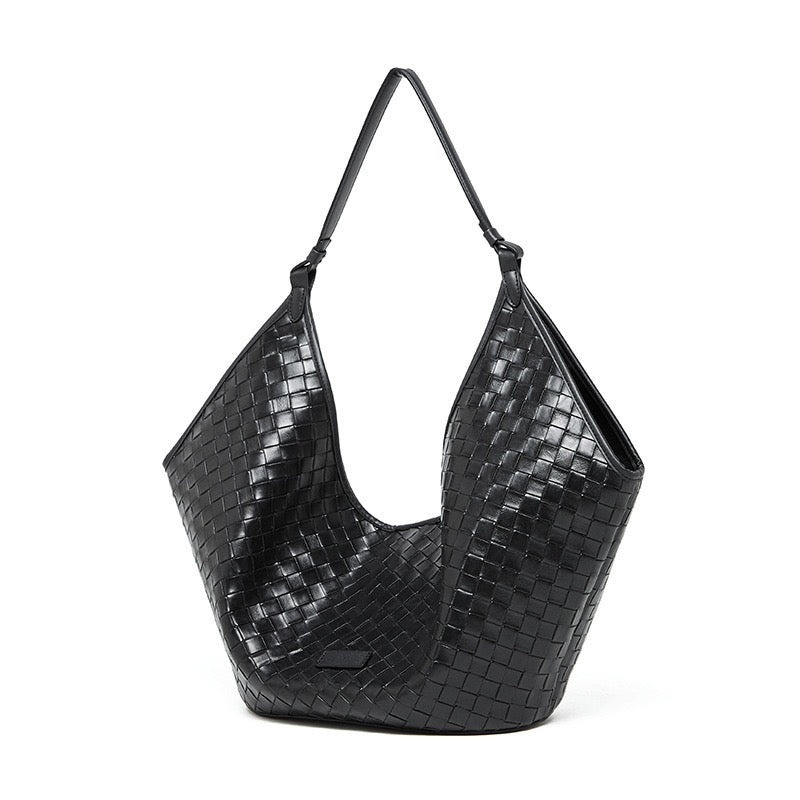 Women's Genuine Leather Woven Commuter Bag
