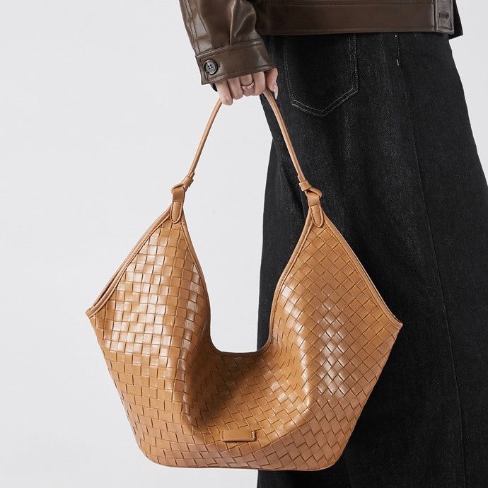 Women's Genuine Leather Woven Commuter Bag