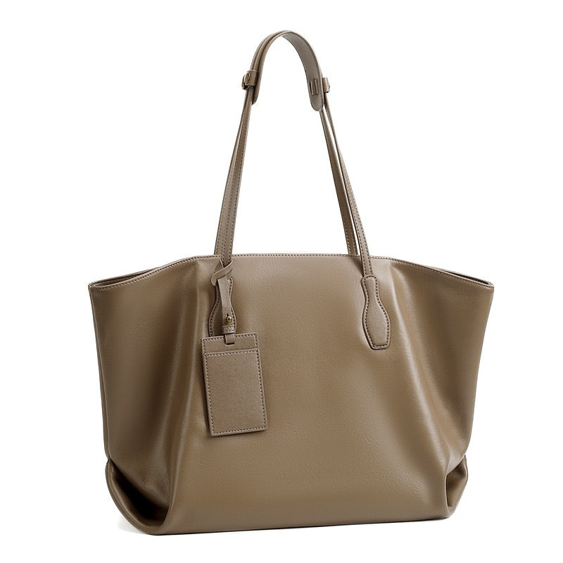 Large Vintage Leather Tote with Signature Luggage Tag