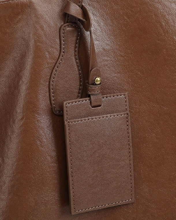 Large Vintage Leather Tote with Signature Luggage Tag