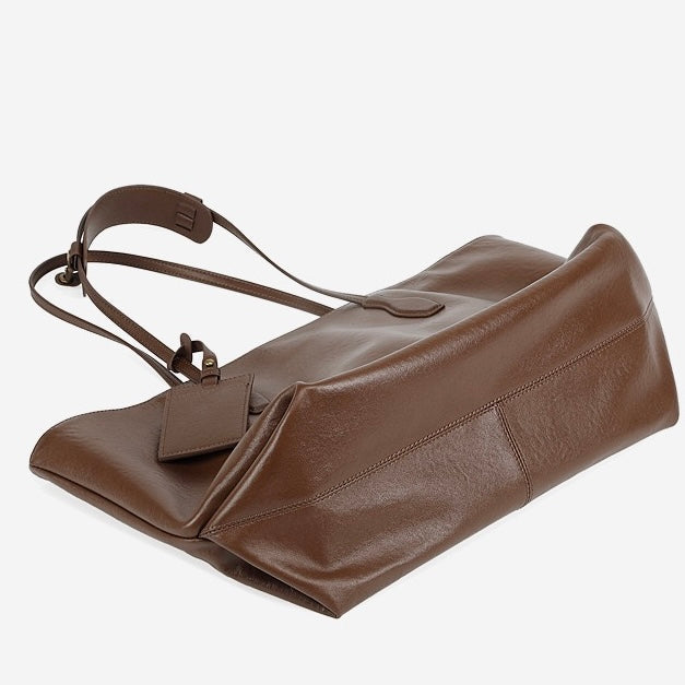 Large Vintage Leather Tote with Signature Luggage Tag
