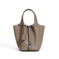 Women's Genuine Leather Silver Buckle Basket Bag