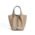 Women's Genuine Leather Silver Buckle Basket Bag